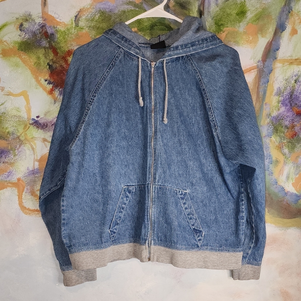 Vintage Denim Long Sleeve Hoodie